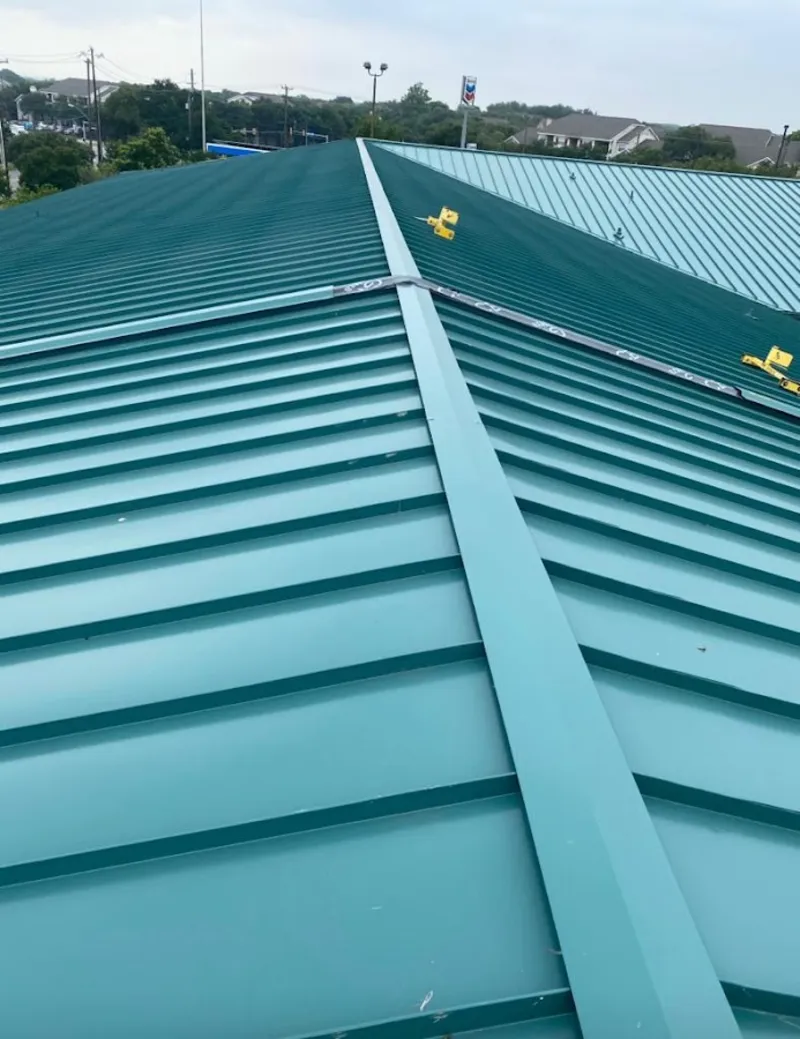 Green commercial metal roof ridge and valley for Metal Roof Repair in Newark